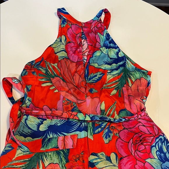 Farm Rio x Anthropology Printed Halter Jumpsuit, Pink Pattern - M - Picture 8 of 9